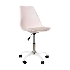 Chaise de bureau à roulettes en bois et métal crème - Emma