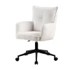 Chaise de bureau à roulettes en velours côtelé blanc - Moda