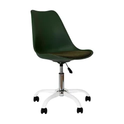 Chaise de bureau à roulettes en bois et métal vert sapin - Emma