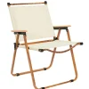 Chaise de jardin pliante effet bois et tissu beige - Mariposa
