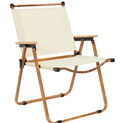 Chaise de jardin pliante effet bois et tissu beige - Mariposa