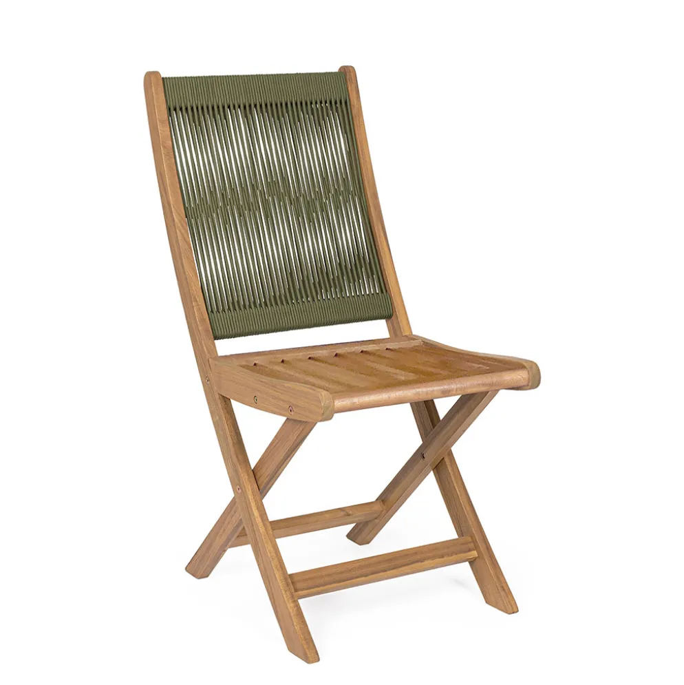 Chaise de jardin pliante en bois d'acacia vert olive - Danubio