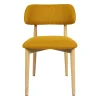Chaise de salle à manger en tissu safran et hévéa - Elsy