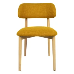 Chaise de salle à manger en tissu safran et hévéa - Elsy