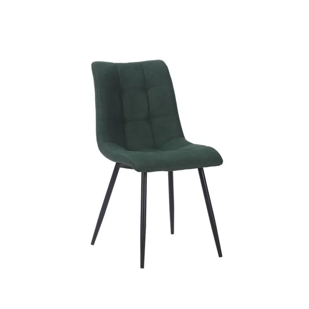 Chaise de salle à manger en tissu matelassé vert forêt - Lilly