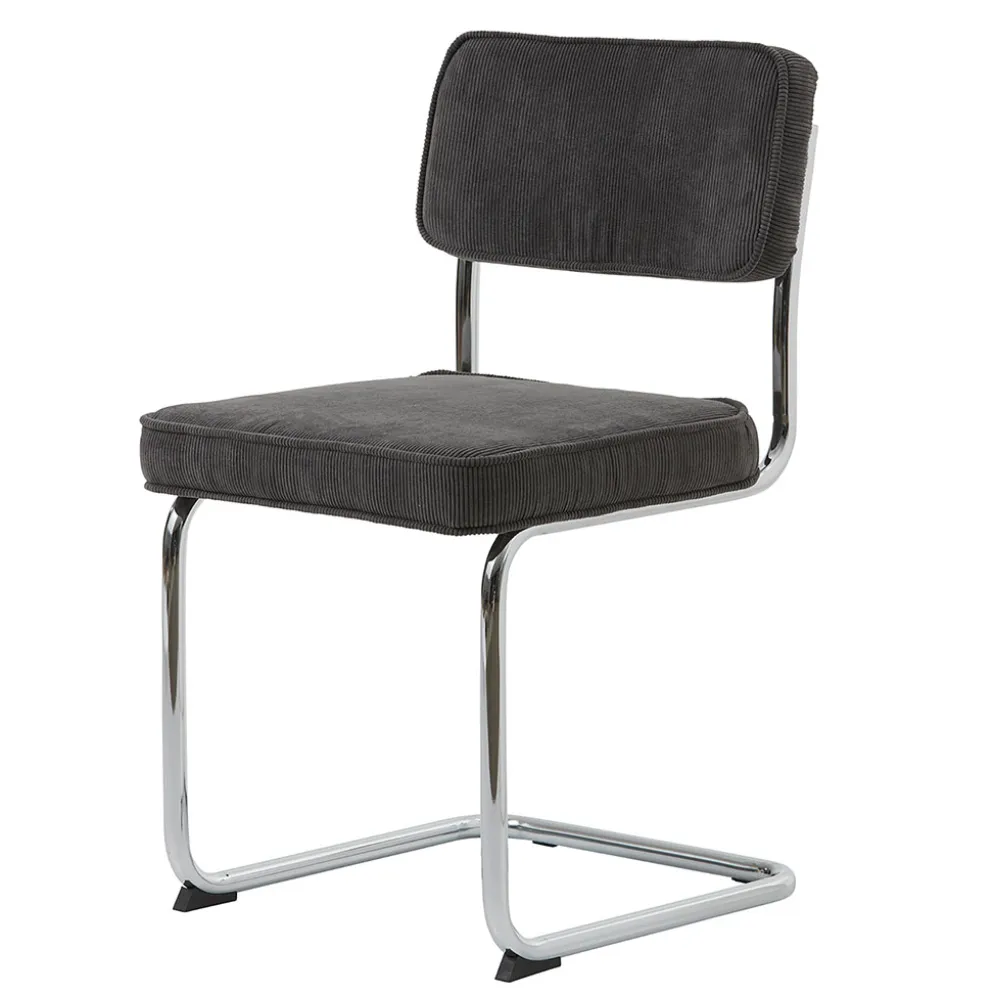 Chaise de salle à manger en velours côtelé gris - Rupert