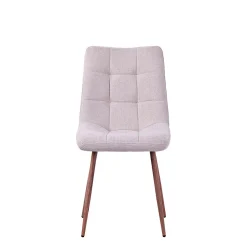 Chaise de salle à manger en tissu ivoire et pieds en métal effet chêne clair - Oslo