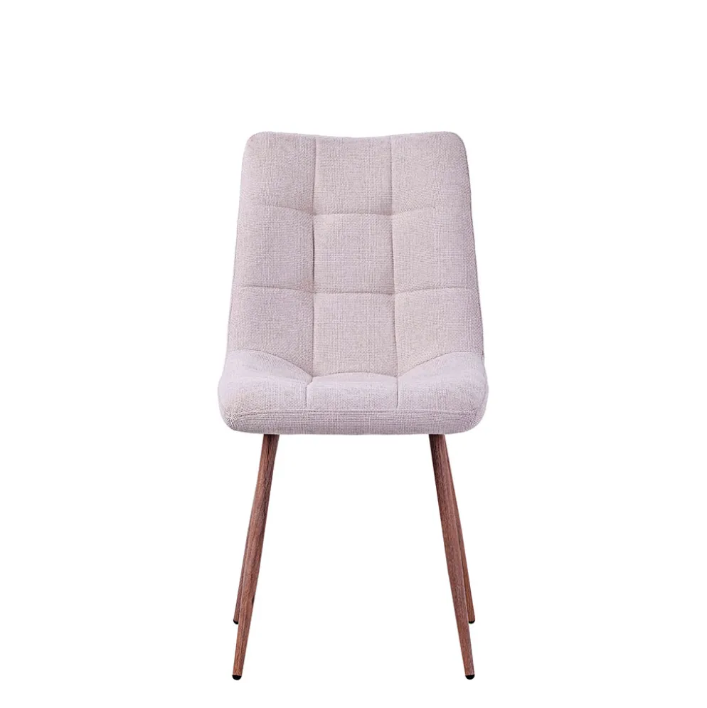 Chaise de salle à manger en tissu ivoire et pieds en métal effet chêne clair - Oslo