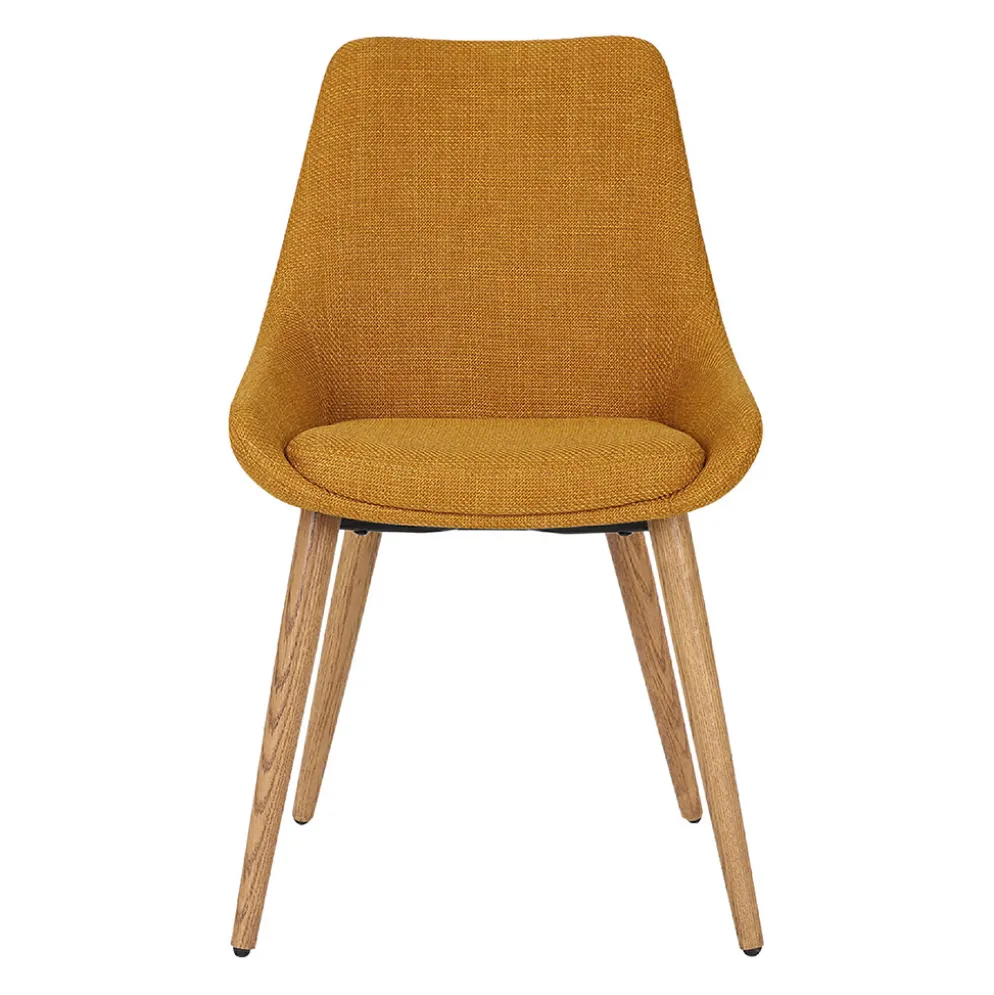 Chaise de salle à manger en tissu ocre - Ben