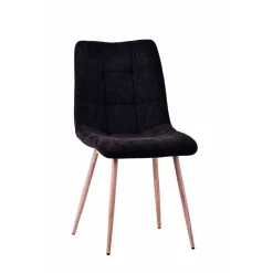 Chaise de salle à manger en tissu marron et pieds en métal effet chêne clair - Oslo
