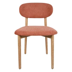 Chaise de salle à manger en peuplier et lin terracotta - Cautret