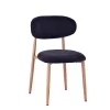 Chaise de salle à manger en tissu noir et pieds en métal effet bois - Copenhague