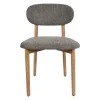 Chaise de salle à manger en peuplier et lin gris foncé - Cautret
