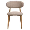 Chaise de salle à manger en tissu sable et métal effet chêne - Lena
