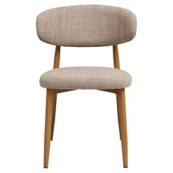 Chaise de salle à manger en tissu sable et métal effet chêne - Lena