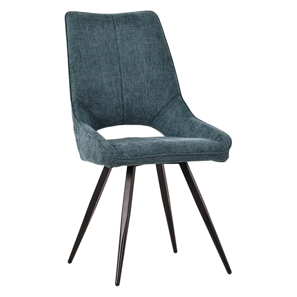 Chaise de salle à manger en tissu bleu pétrole - Stockholm