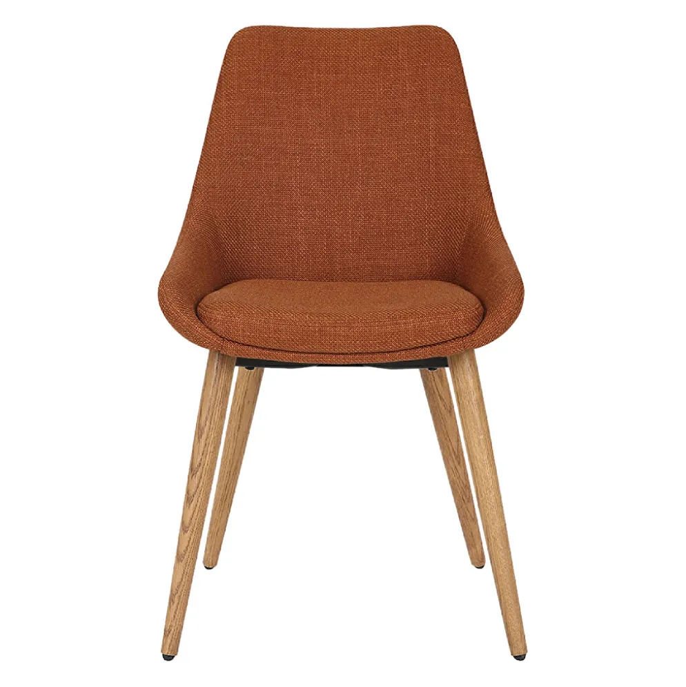 Chaise de salle à manger en tissu cognac - Ben