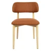 Chaise de salle à manger en tissu brique et hévéa - Elsy