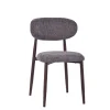 Chaise de salle à manger en tissu taupe et pieds en métal effet noyer foncé - Copenhague