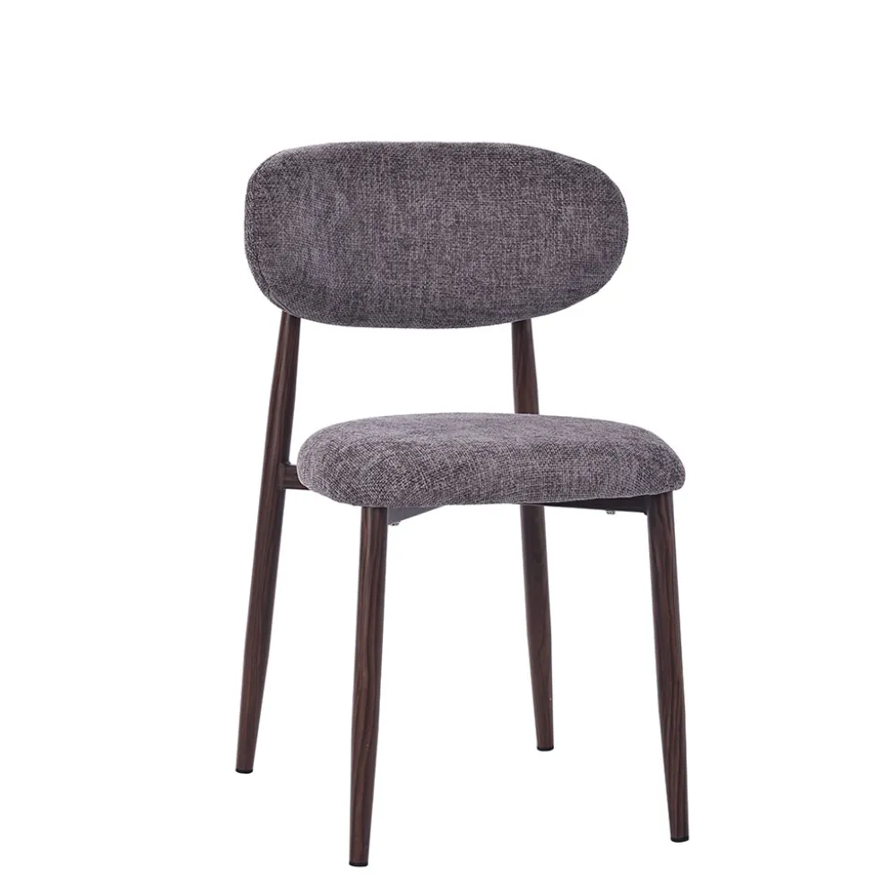 Chaise de salle à manger en tissu taupe et pieds en métal effet noyer foncé - Copenhague