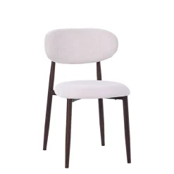 Chaise de salle à manger en tissu ivoire et pieds en métal effet chêne clair - Copenhague