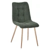 Chaise de salle à manger en tissu vert et pieds en métal effet bois - Oslo