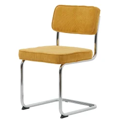 Chaise de salle à manger en velours côtelé jaune - Rupert