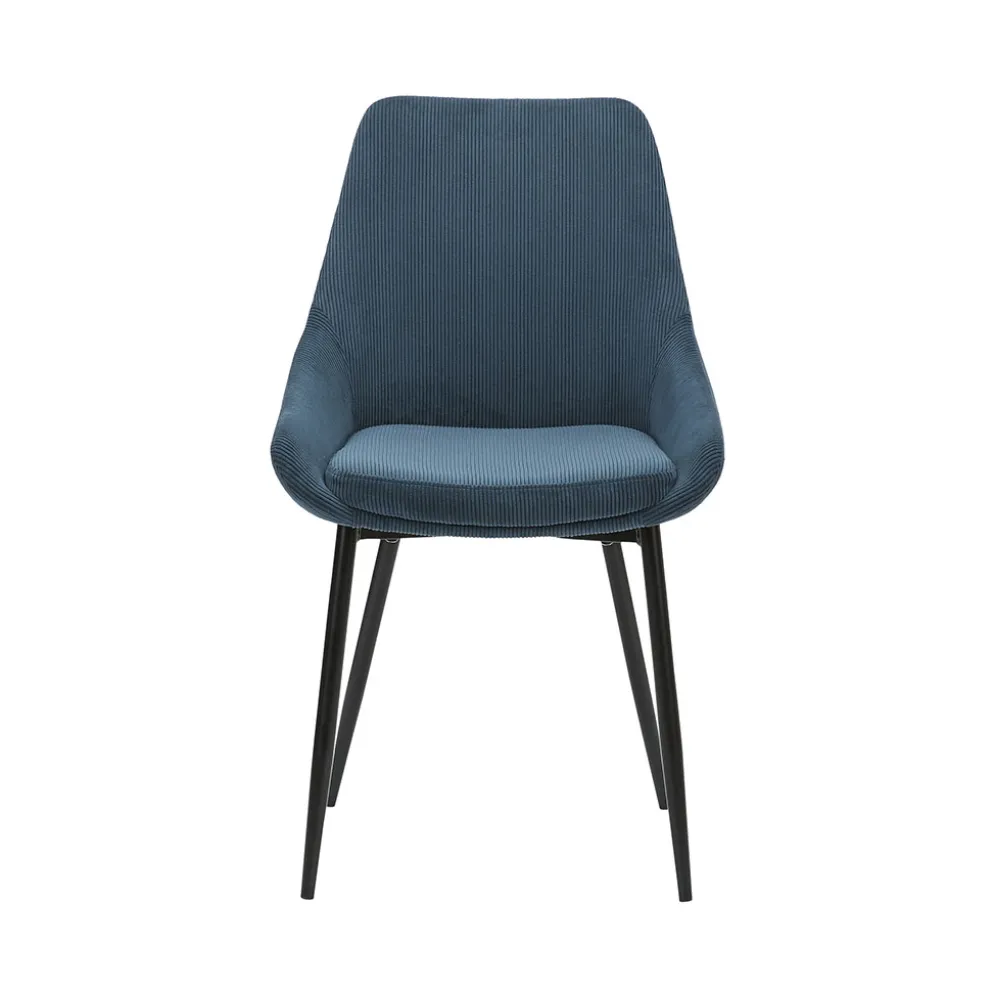 Chaise de salle à manger en velours côtelé bleu - Ben