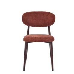 Chaise de salle à manger en tissu terracotta et pieds en métal effet noyer foncé - Copenhague