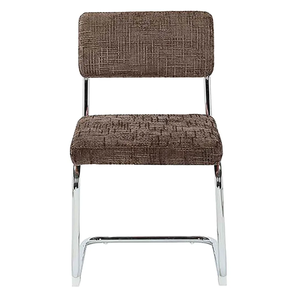 Chaise de salle à manger en fer et tissu brun - Estepan