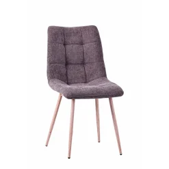 Chaise de salle à manger en tissu taupe et pieds en métal effet chêne clair - Oslo