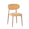 Chaise de salle à manger en tissu jaune et pieds en métal effet bois - Copenhague