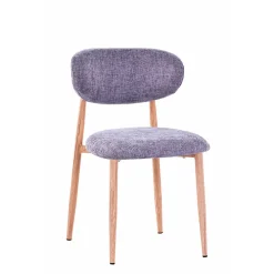 Chaise de salle à manger en tissu taupe et pieds en métal effet chêne clair - Copenhague