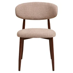Chaise de salle à manger en tissu sable et métal effet noyer - Lena