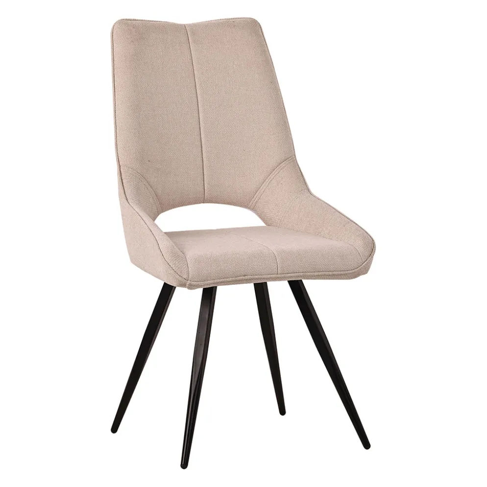 Chaise de salle à manger en tissu ivoire - Stockholm