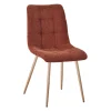 Chaise de salle à manger en tissu terracotta et pieds en métal effet bois - Oslo