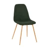Chaise de salle à manger en velours côtelé vert et pieds effet bois - Pauline