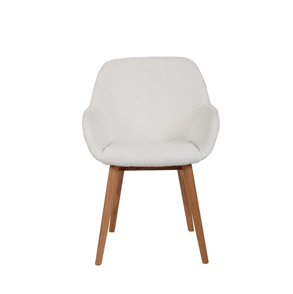 Chaise de salle à manger en tissu bouclette blanc - Altea
