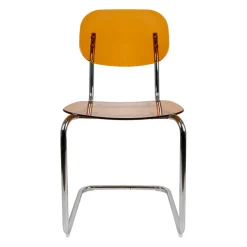 Chaise de salle à manger en polycarbonate et fer ambre - Seventies