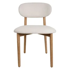 Chaise de salle à manger en peuplier et lin gris clair - Cautret