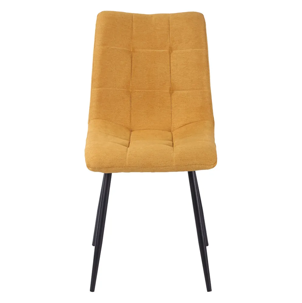 Chaise de salle à manger en tissu matelassé moutarde - Lilly