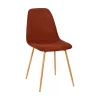 Chaise de salle à manger en velours côtelé terracotta et pieds effet bois - Pauline