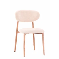 Chaise de salle à manger en tissu terracotta et pieds en métal effet chêne clair - Copenhague