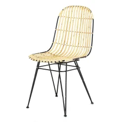 Chaise en rotin naturel et metal - KUBU