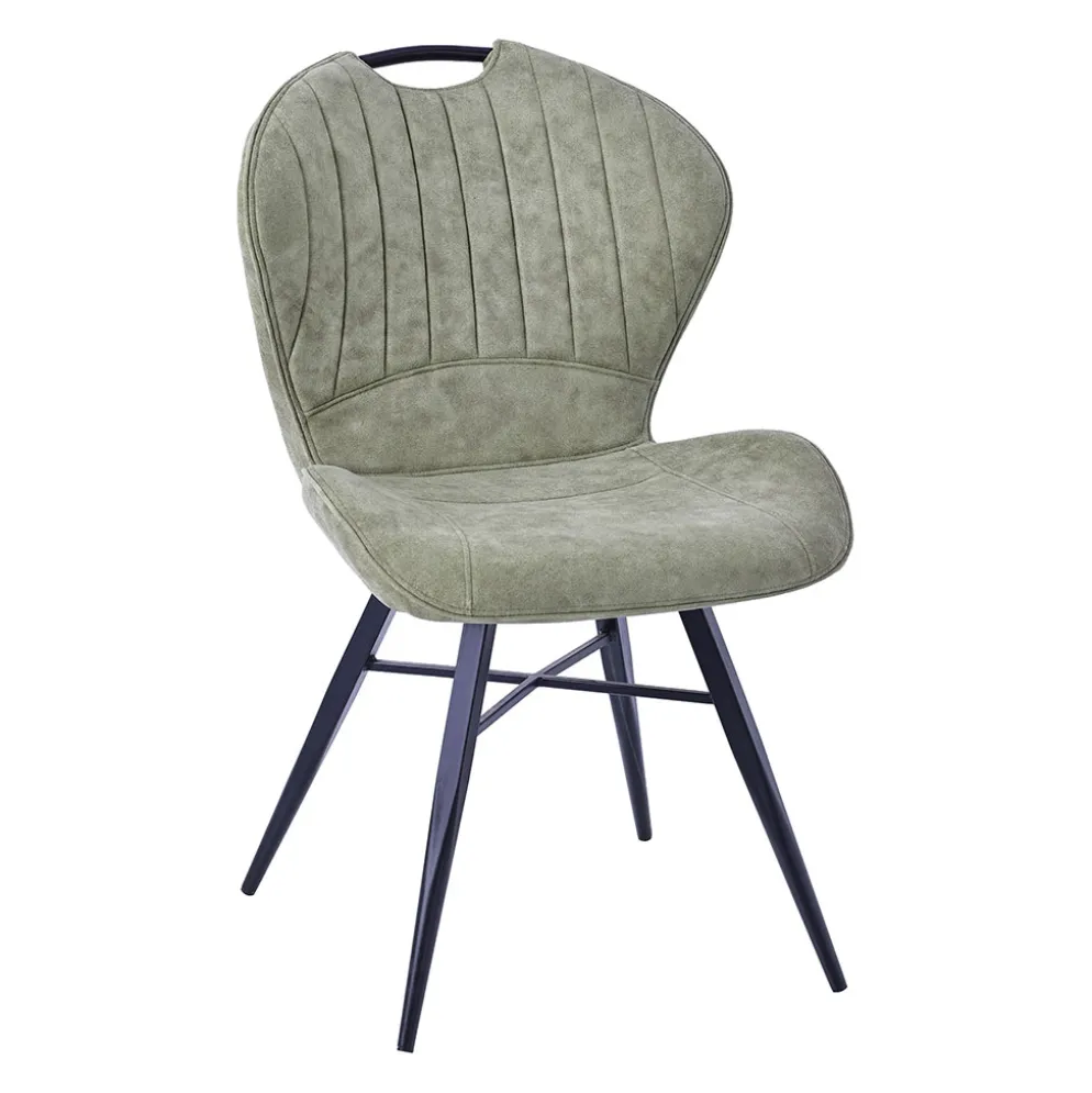 Chaise salle à manger en microfibre kaki - Vicky