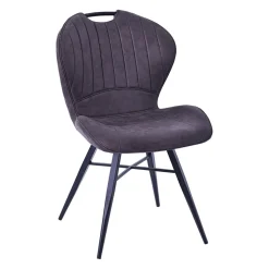 Chaise salle à manger en microfibre anthracite - Vicky