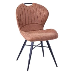 Chaise salle à manger en microfibre camel - Vicky