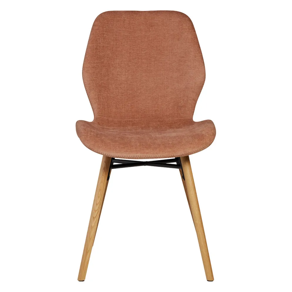 Chaise salle à manger en tissu soft touch marron nèfle - Keri