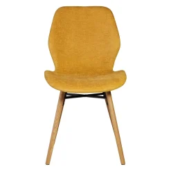Chaise salle à manger en tissu soft touch moutarde - Keri