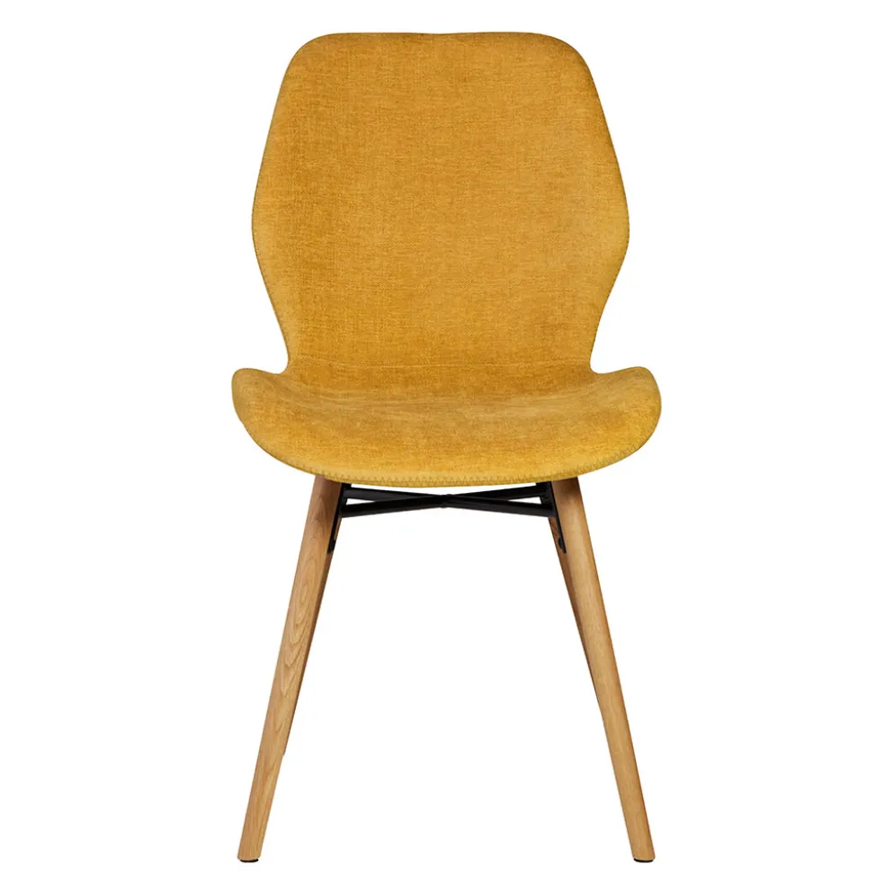 Chaise salle à manger en tissu soft touch moutarde - Keri